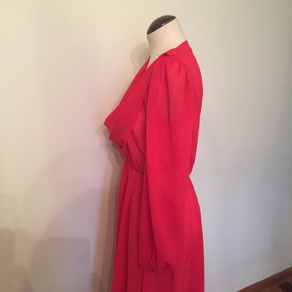 Vintage Red Swoop Neck Dress - Picture 7 of 7